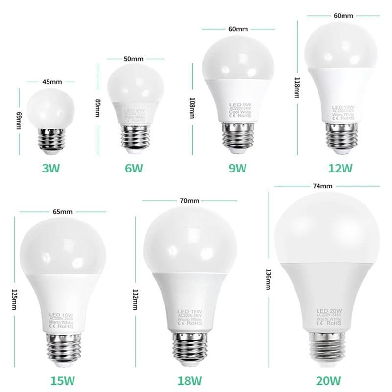 3PCS LED  E14 E27 AC 220V LED   LED ƮƮ ̺  3W 6W 9W 12W 15W 18W 20W